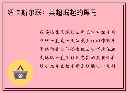 纽卡斯尔联：英超崛起的黑马